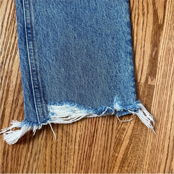 AGOLDE Riley Crop High Rise Straight Raw Hem Jeans Size 28 - Picture 4 of 6